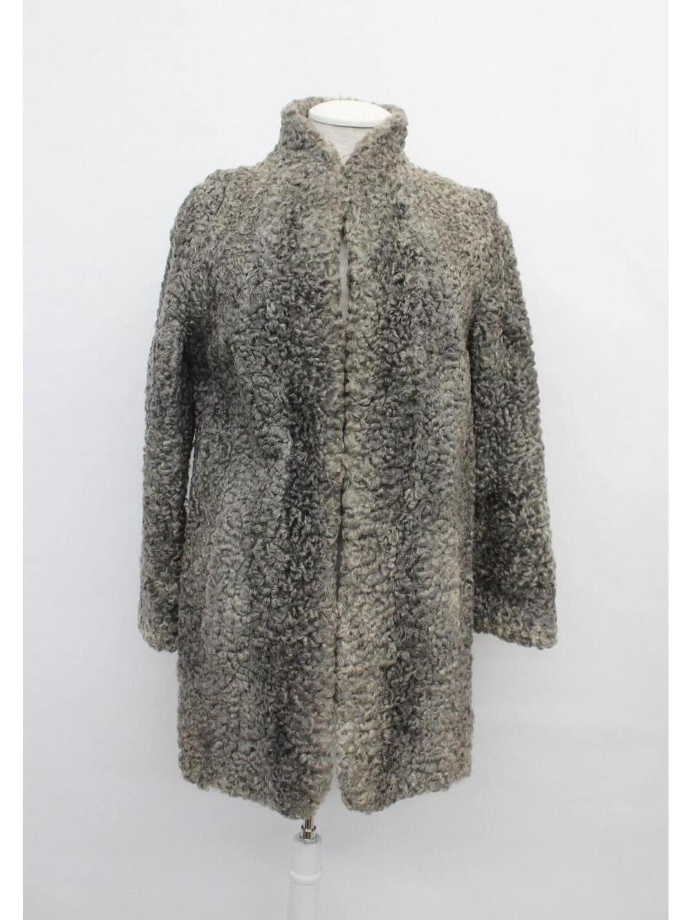 Excellent Gray Curly Lamb Fur Jacket Coat Women Woman Size 2-4 Petite